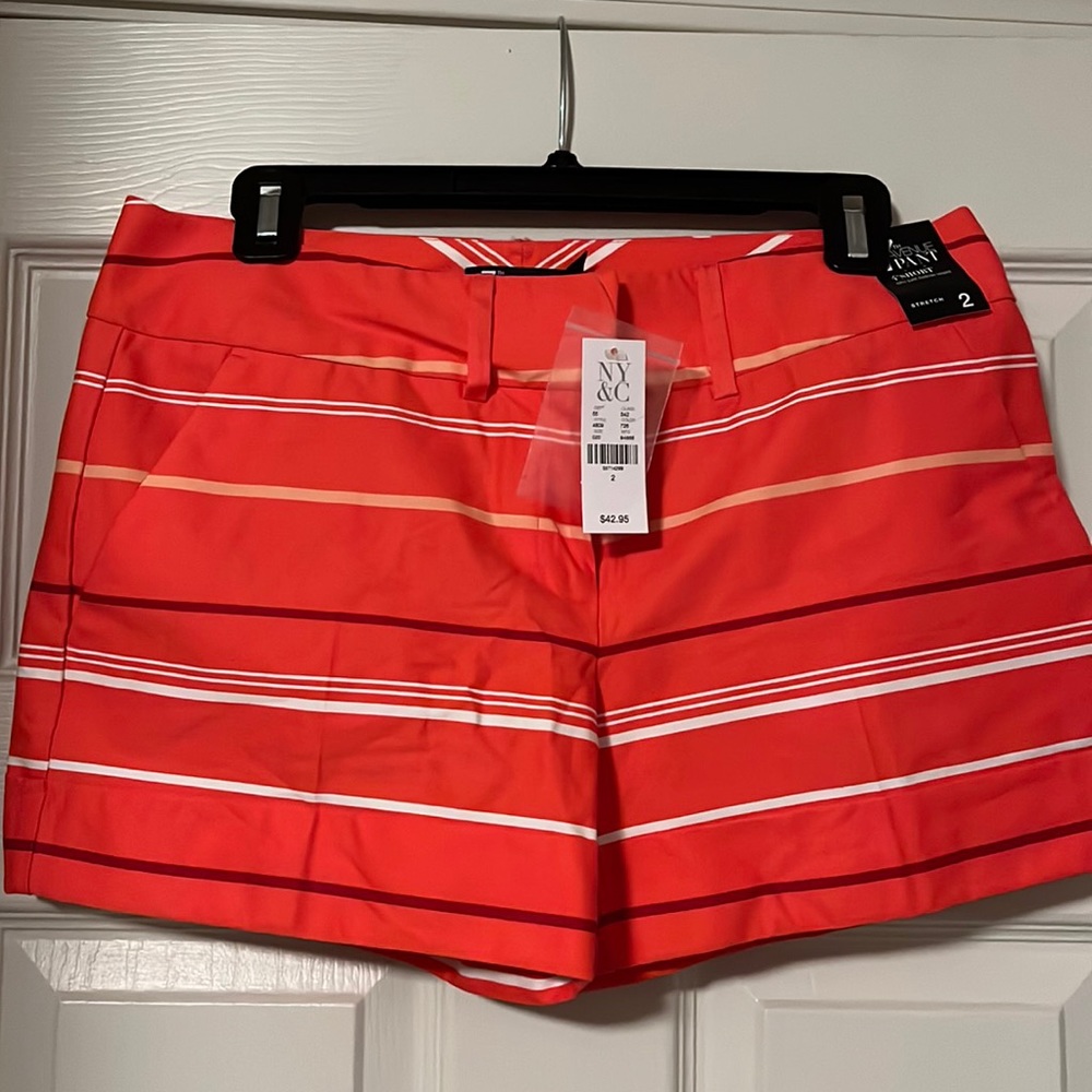 New York and Company orange and white striped shorts size 2